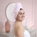Serviette microfibre pour cheveux XXL rose