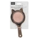 Brosse à cheveux "oeilles de chat" en plastique rose métallisé