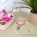 Brosse à cheveux "oeilles de chat" en plastique rose métallisé