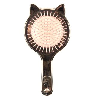 Brosse à cheveux "oeilles de chat" en plastique rose métallisé