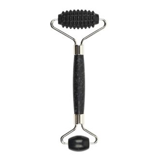 Rouleau de massage noir pour visage et cou en jade