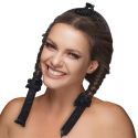 Bigoudi sans chaleur XXL en satin noir avec 1 pince à cheveux et 2 chouchous