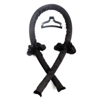 Bigoudi sans chaleur XXL en satin noir avec 1 pince à cheveux et 2 chouchous