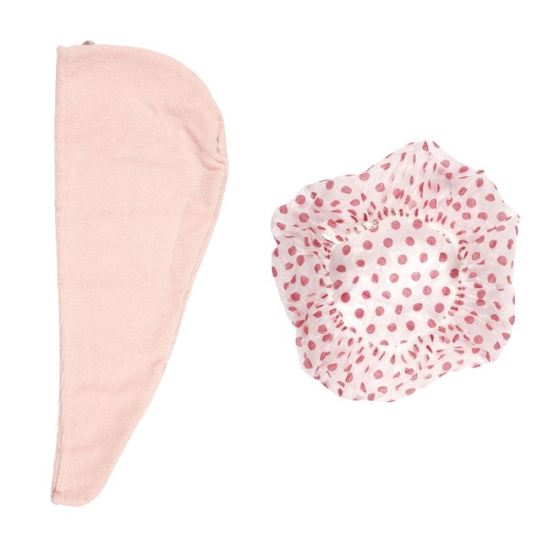 Duo charlotte de douche et serviette magique pour cheveux rose Duo charlotte de douche et serviette magique pour cheveux rose