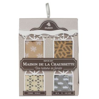 Coffret de 4 paires de chaussettes femme taille unique du 38 au 41