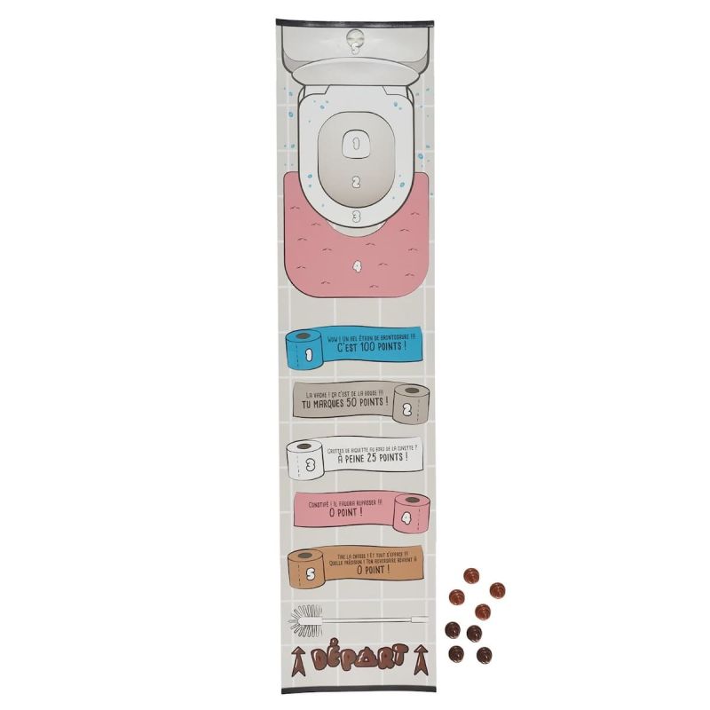 Jeu du curling "crotte" en plastique blanc et rose Jeu du curling "crotte" en plastique blanc et rose