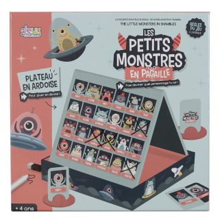 Jeu éducatif "devine qui je suis sur thème des petits monstres en pagaille" en carton multicolore