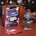 Jeu d'évasion escape game sur le thème "panique à hollywood" en carton multicolore