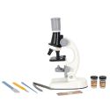 Microscope enfant en plastique blanc et noir avec ses accessoires scientifiques