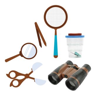 Kit pédagogique d'exploration avec 6 instruments d'expédition bicolores
