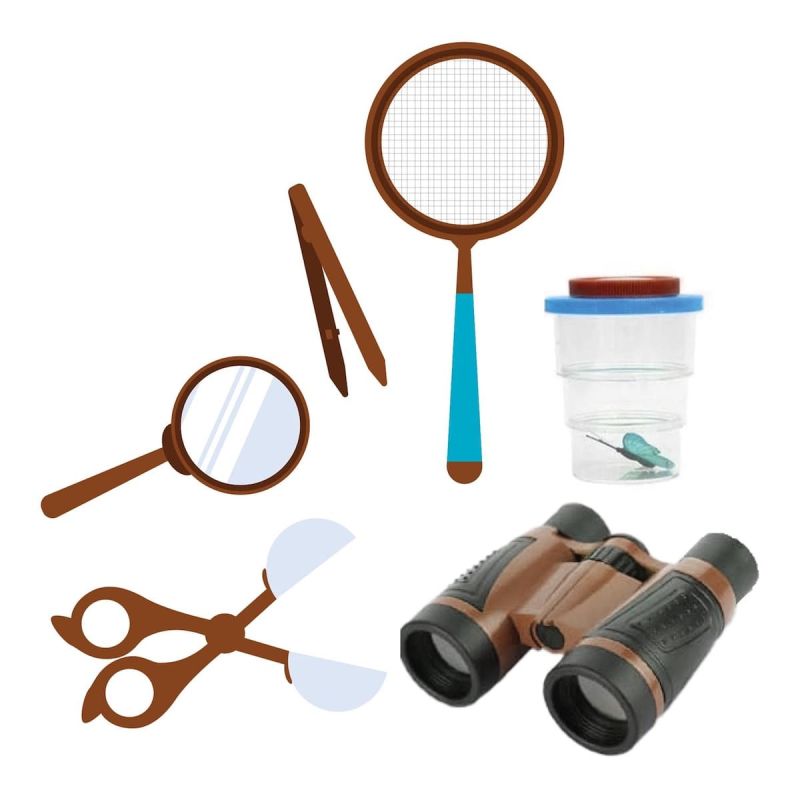 Kit pédagogique d'exploration avec 6 instruments d'expédition bicolores Kit pédagogique d'exploration avec 6 instruments d'expédition bicolores