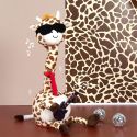Girafe musicale et dansante en tissu polyester jaune et marron