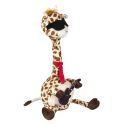 Girafe musicale et dansante en tissu polyester jaune et marron