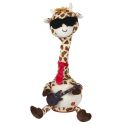 Girafe musicale et dansante en tissu polyester jaune et marron