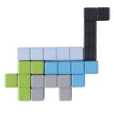 Jeu d'assemblage géométrique multicolore avec son support en bois