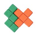Jeu d'assemblage géométrique multicolore avec son support en bois