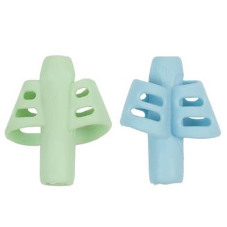 Lot de 2 portes-crayons en caoutchouc bleu et vert pour une bonne prise en main