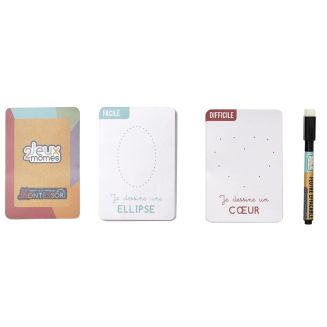 Lot de 27 cartes éducatives en carton à 2 niveaux pour comprendre les formes, avec feutre effaçable