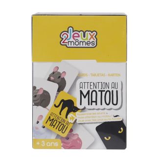 Jeu des paires de 60 cartes en carton sur le thème "attention au matou"