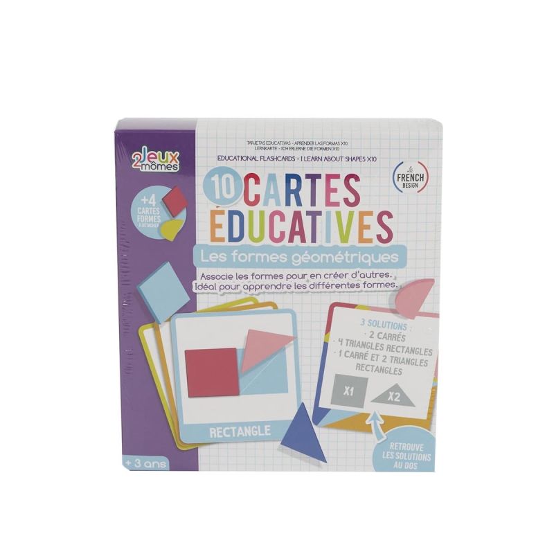 Lot de 10 cartes éducatives en carton sur les formes géométriques avec 4 cartes détachables