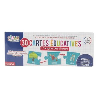Lot de 30 cartes éducatives en carton à assembler pour découvrir l’origine des objets