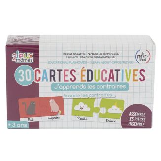 Lot de 30 cartes éducatives en carton à assembler pour apprendre les contraires