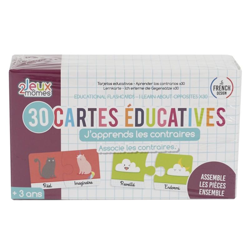 Lot de 30 cartes éducatives en carton à assembler pour apprendre les contraires