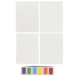 Set de 4 peintures 3D éducatives sur les saisons avec son pinceau et sa peinture