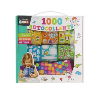 Coffret de 1000 autocollants variés multicolores repartis sur 9 rouleaux