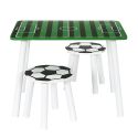 Ensemble table et 2 tabourets en bois imitation football