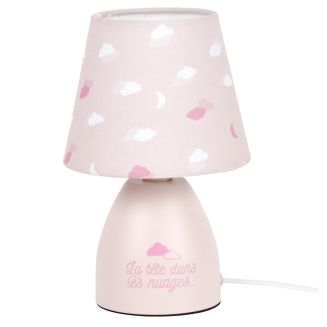 Lampe de chevet pour enfant rose motif nuage