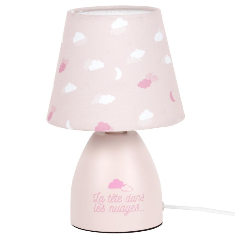 Lampe de chevet pour enfant rose motif nuage