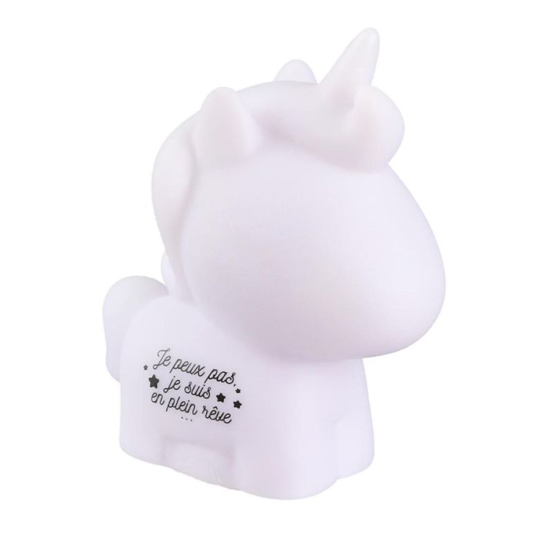 Lampe-veilleuse en forme de licorne pour enfant avec lumière rose