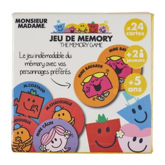 Jeu de memory "MR et MME" avec 24 cartes en carton multicolore