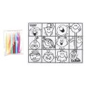 4 puzzles "MR et MME" à colorier accompagnés de 4 feutres et 4 stickers