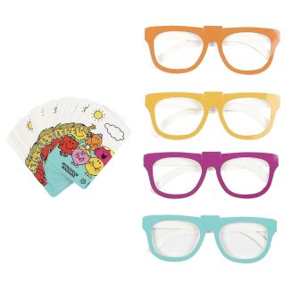 Jeu "Devine qui suis-je MR et MME" avec 16 cartes multicolores en carton et 4 paires de lunettes