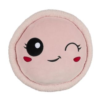 Peluche macaron rose kawaii en polyester (Ø36 cm)