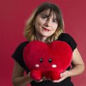 Peluche coeur kawaii en polyester (L25 cm)