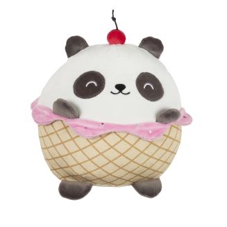 Peluche panda avec son cornet kawaii en polyester (H20 cm)