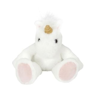 Peluche licorne blanche et rose en polyester (H30 cm)