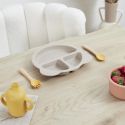 Assiette bébé en silicone gris à 3 compartiments en forme d'ours (Ø20 cm)