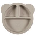 Assiette bébé en silicone gris à 3 compartiments en forme d'ours (Ø20 cm)