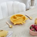 Assiette bébé en silicone jaune à 3 compartiments en forme de girafe (Ø20 cm)
