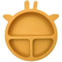 Assiette bébé en silicone jaune à 3 compartiments en forme de girafe (Ø20 cm)