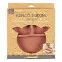 Assiette bébé en silicone rose à 3 compartiments en forme de biche (Ø20 cm)
