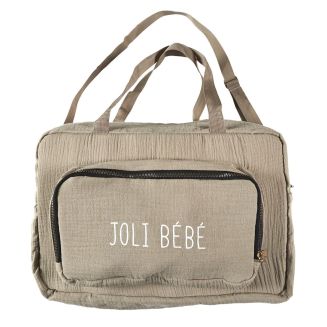 Sac de transport en coton gris pour bébé multi-rangements (L40 cm)