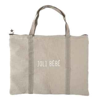 Tote bag bébé en coton gris avec fermeture zippée (50x38 cm)