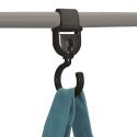 Lot de 2 crochets universels noirs pour poussette avec fixation auto-agrippante et rotation/inclinaison avancée