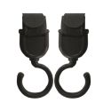Lot de 2 crochets universels noirs pour poussette avec fixation auto-agrippante et rotation/inclinaison avancée