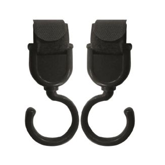 Lot de 2 crochets universels noirs pour poussette avec fixation auto-agrippante et rotation/inclinaison avancée
